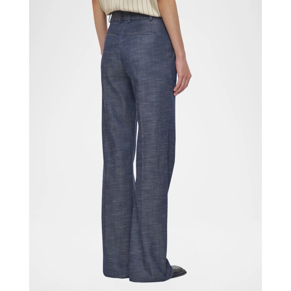 LRL Ralph Lauren Sz 12 Andover Trousers Wide Leg Dress Pants Linen Blue Straight